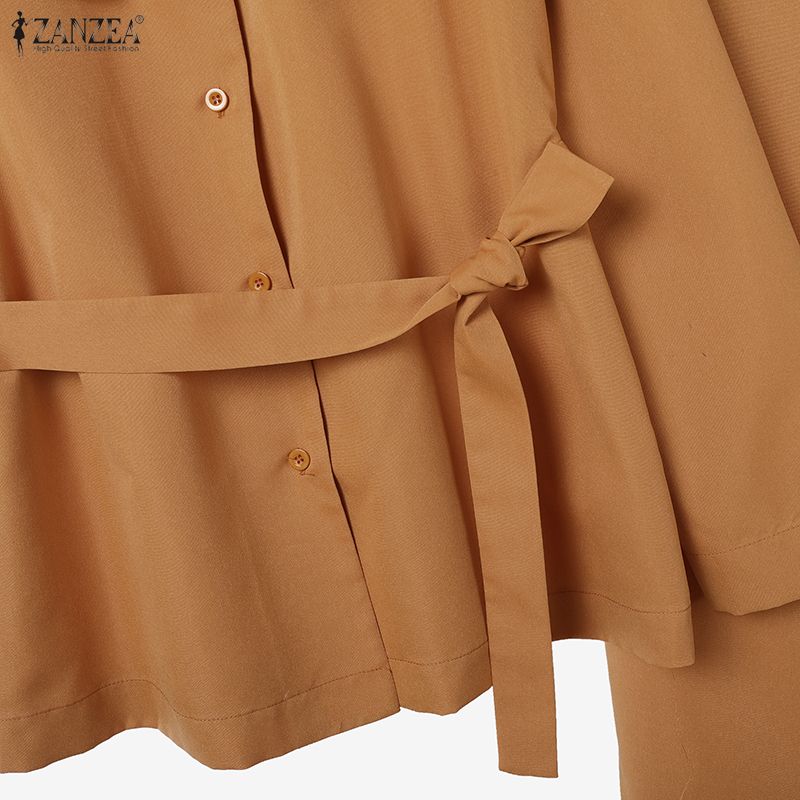 ZANZEA Dámské ležérní dvoudílné sady obleků s dlouhým rukávem a kalhotami