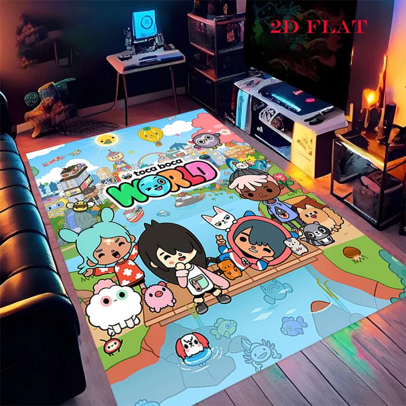 Toca Life World Teppich für Wohnzimmer Schlafzimmer Zuhause Sofadekoration, rutschfeste Bodenmatte für Kinder zum Spielen