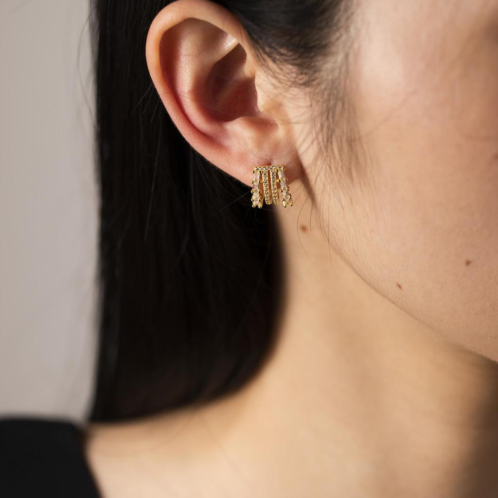 ANDYWEN 925 Sterling Silber Gold Vier Kreis Creolen Zirkon CZ Piercing Ohrring Rock Punk Clips 2023 Valentinstag Geschenk