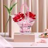 Small Crystal Flower Basket Figurines Beautiful Car Ornaments  Living Room
