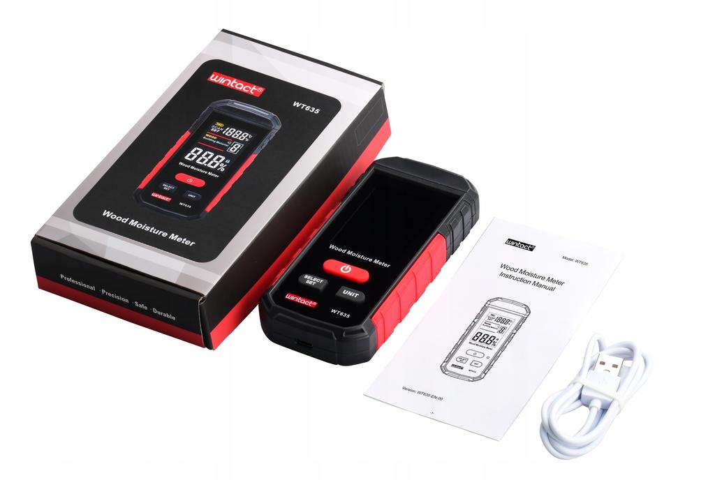 Non-Invasive Induction Moisture Meter For Wood, Building Materials, Thermometer