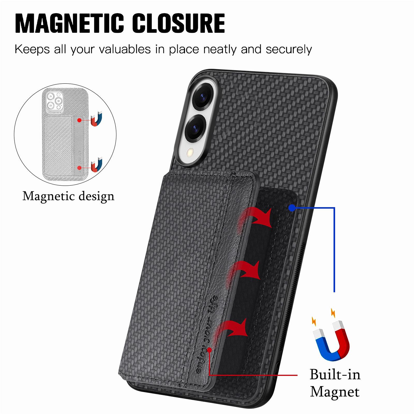 

For Samsung Galaxy S25 Edge Case RFID Blocking Carbon Fiber Leather Phone Back Cover with Card Holder Green