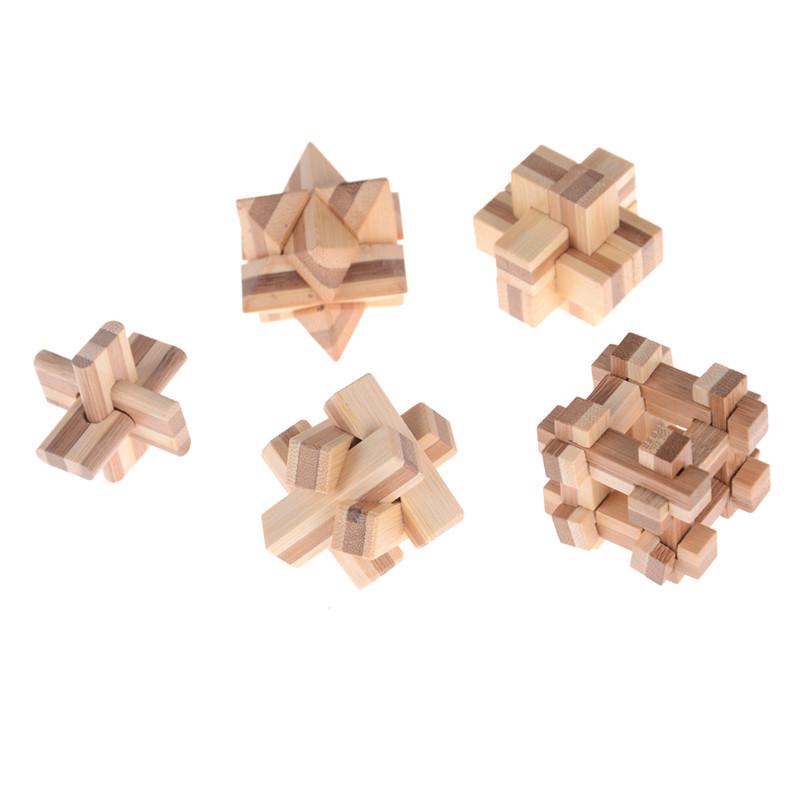 Iq Brain Teaser Kong Ming Lock Wooden Interlocking Burr 3D Puzzles Game Toy Gift