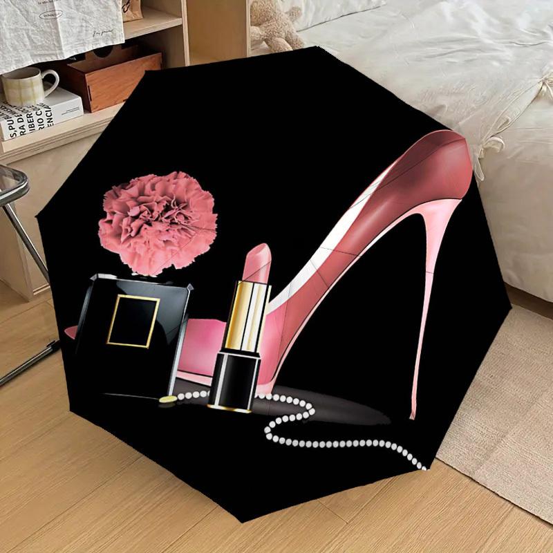 1 Stück Lippenstift-Regenschirm für High Heels – 8-Rippen verstärkt, tragbar, faltbar, für Reisen, geeignet für alle Jahreszeiten, Outdoor-Gebrauch – J324