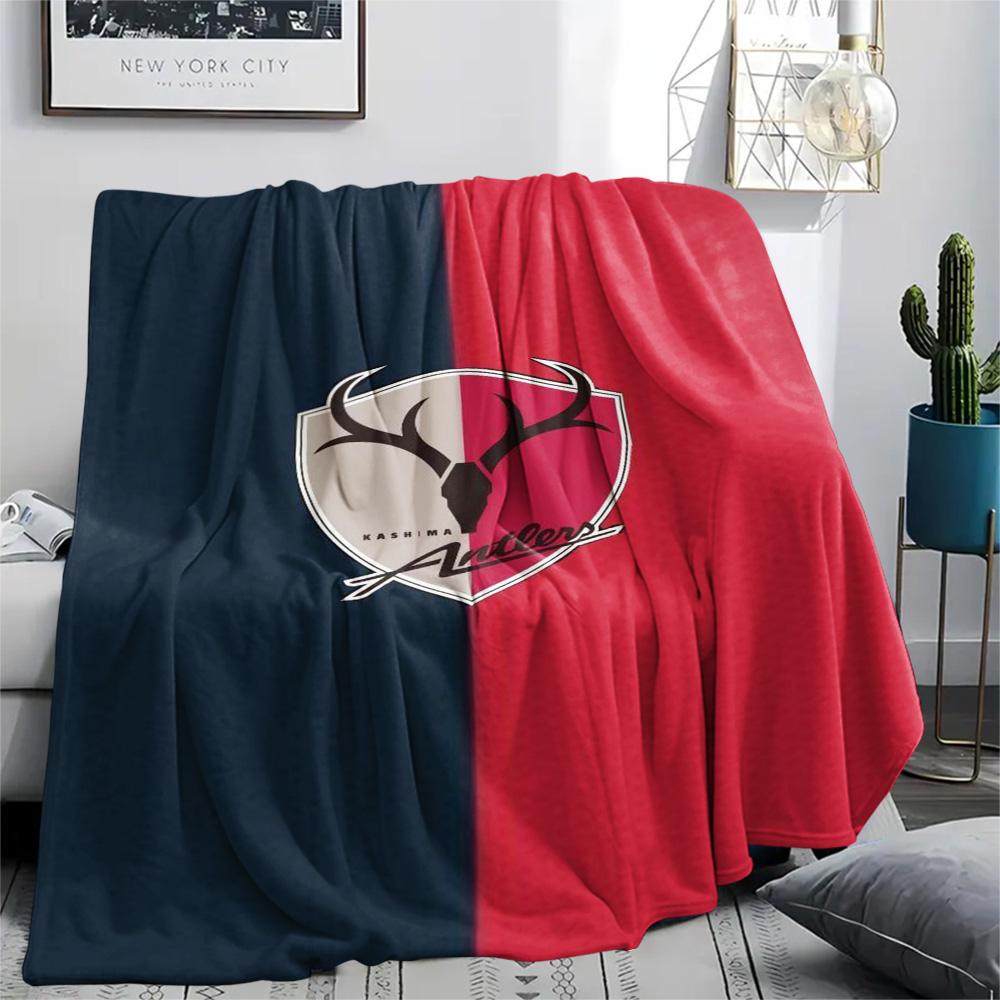 1Pc Kashima Antlers Print Flannel Blanket High Quality Warm Comfortable Cover for All Seasons Perfect for Gifts Home Decor