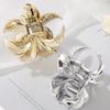 Gold/Silver Flower Shaped Hair Claw Clip, Hair Clip, Metallic Chic Hair Accessory For Updos, School Flower Piranha Summer Hair Clips Hair Jaw Clip