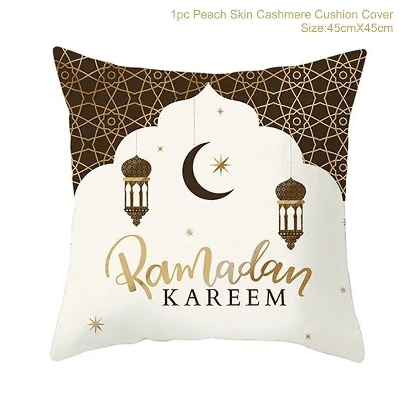 Eid Mubarak Decorative Cushion Cover Aid Ramadhan Decoration 2024 Islamic Muslim Decorative Ramadhan Eid Ramada Pillow Cover