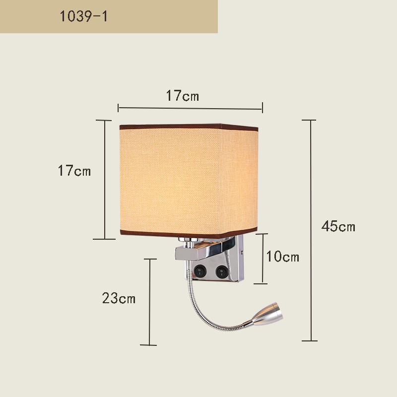 LED Wall Lamp with USB Port Charging Spotlight Fabric Wall Sconce Lighting for Hotel Bedroom Bedside Reading Decor E27