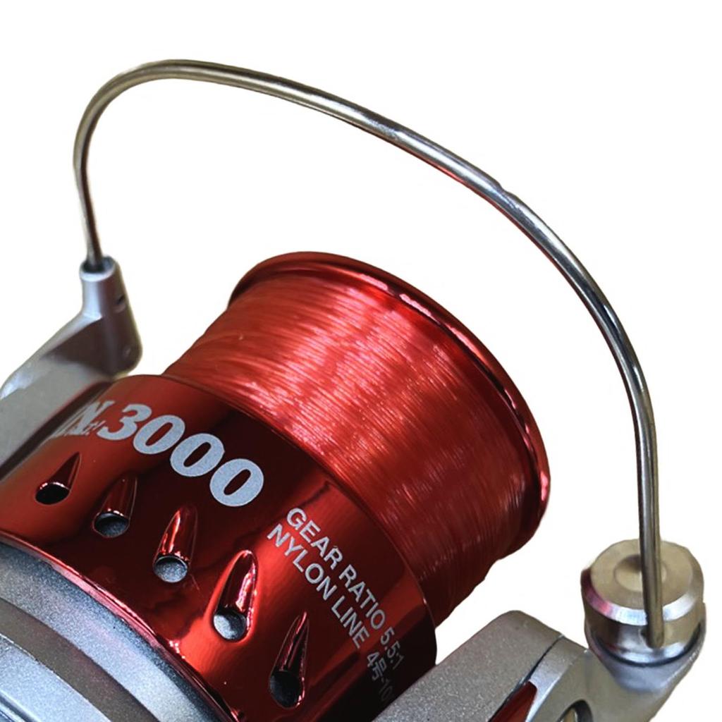 Riseway Spinning Reel with Thread Basic Spin 3000 No. 4-110m Red