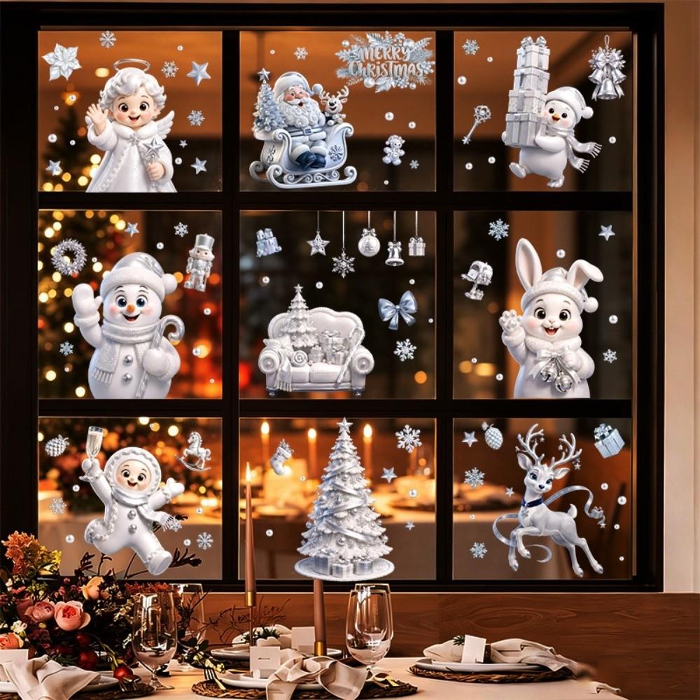 Waterproof Christmas Static Cling Decal Removable Static Exquisite Glass Window Sticker DIY Decorative Stickers