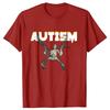 Retro Autism Skeleton Funny Women T-Shirt Neurodivergent Autism Awareness Support Graphic Tee Halloween Gifts Women Clothes