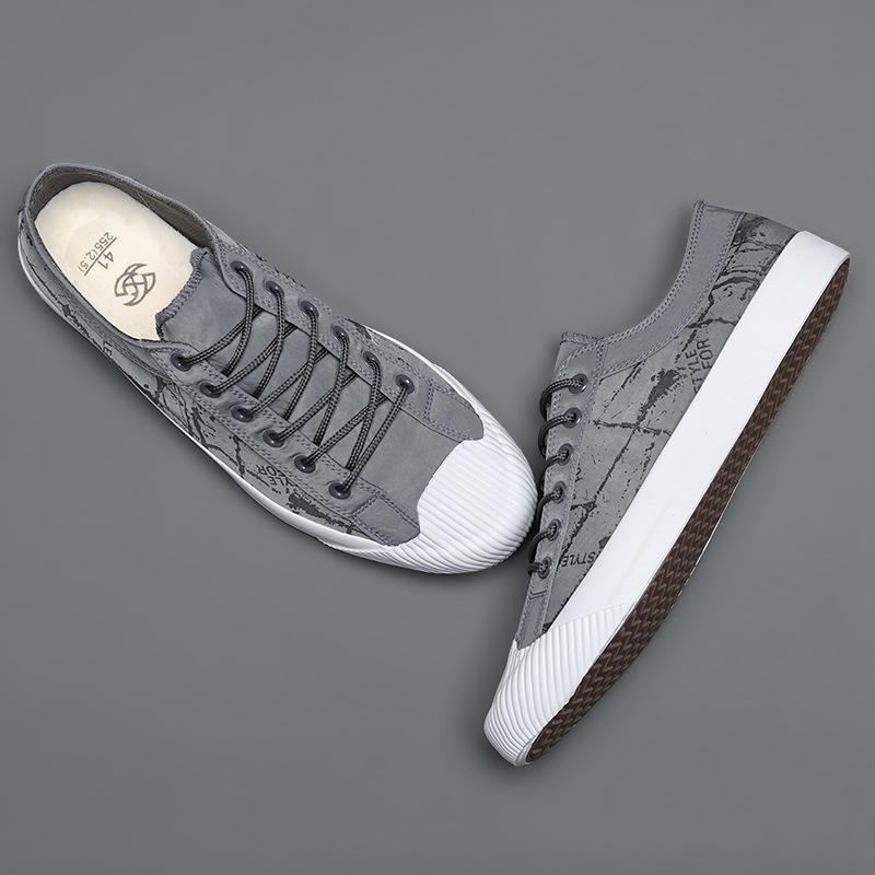 

Весенне-осенние корейские мужские парусиновые туфли с граффити, низкие кеды для студентов, обувь для ленивых мужчин, мужские лоферы, повседневные кроссовки без шнуровки 10 серый