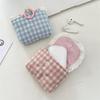 Mini Cute Sweet Lace Floral Coin Purse  Pink Blue Plaid Headphone Protective Case Girls Portable Small Storage Bag