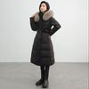 XueZhongFei Women's Hooded Fox Fur Collar Long Down Jacket