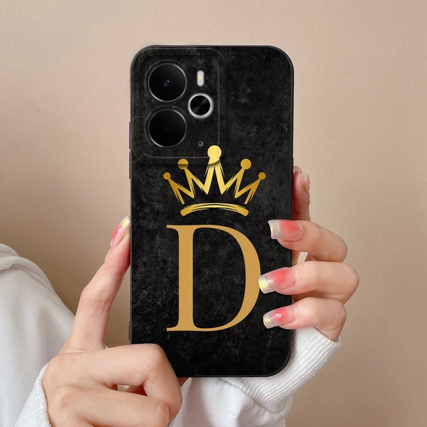 For Oppo Realme 14 15 16 13 Pro 14T 14X 15T 15X 14ProLite Phone Case Luxury Gold Crown Letters Shell Lightweight Matte Silicone Camera Protector Cover