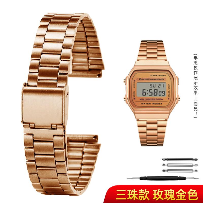 For Casio Stainless Steel watchBand A158 A159 A168 A158W F91w LA-680 AEQ-110 F91w Small Gold Watch Strap 18mm Wristband Bracelet
