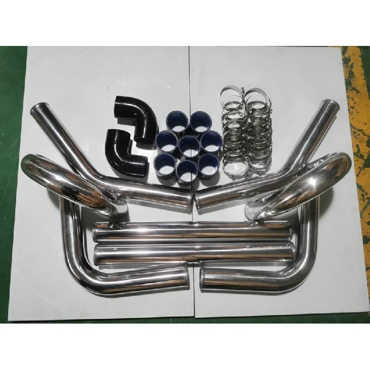 2.5" Inch Turbo Intercooler Piping Aluminum w/U Pipe Silicone Coupler Clamp Kit