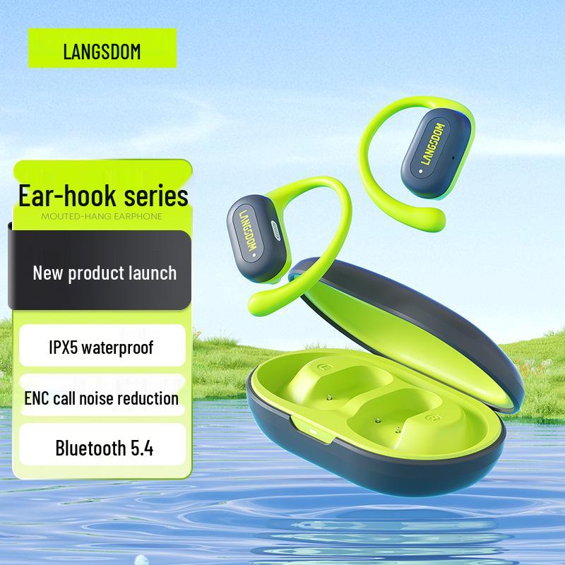 Langsdom TS19 Bluetooth Over-Ear Bone Conduction Earphones with Open-Ear Design and Directional Sound for Calls