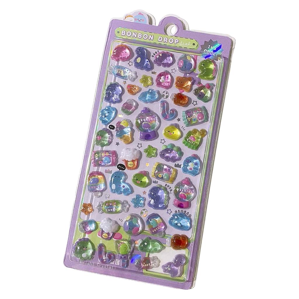 Clear Cartoon 3D Animal Sticker Water Resistant for Scrapbooking Journal Planner Kids Motivational Sticker for Rewarding