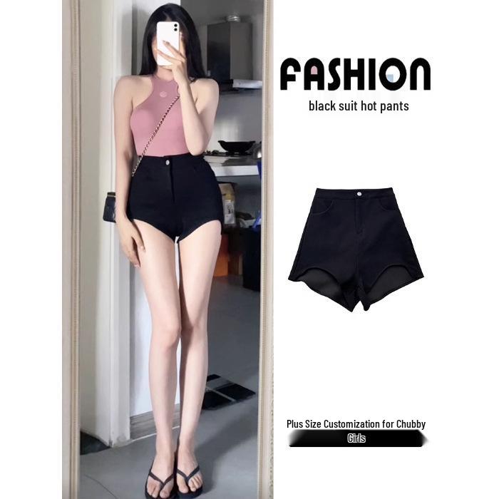 

Черные шорты с высокой талией для ягодиц: Сексуальный, облегающий бедра, суперкороткий, высокоэластичный дизайн для ношения на открытом воздухе. Large чёрный