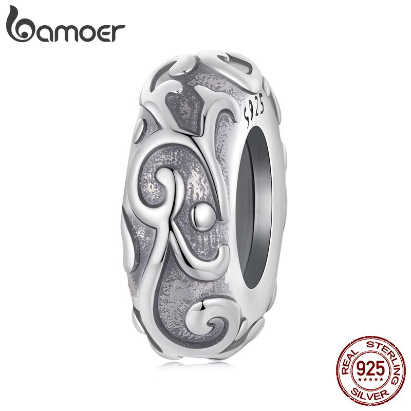 

BAMOER Solid 925 стерлингового серебра Панда/кошка/звезда силиконовые бусины-стопоры подходят для оригинального браслета ювелирные изделия своими руками bamoer классический шарм 0.9*0.3cm серебряный
