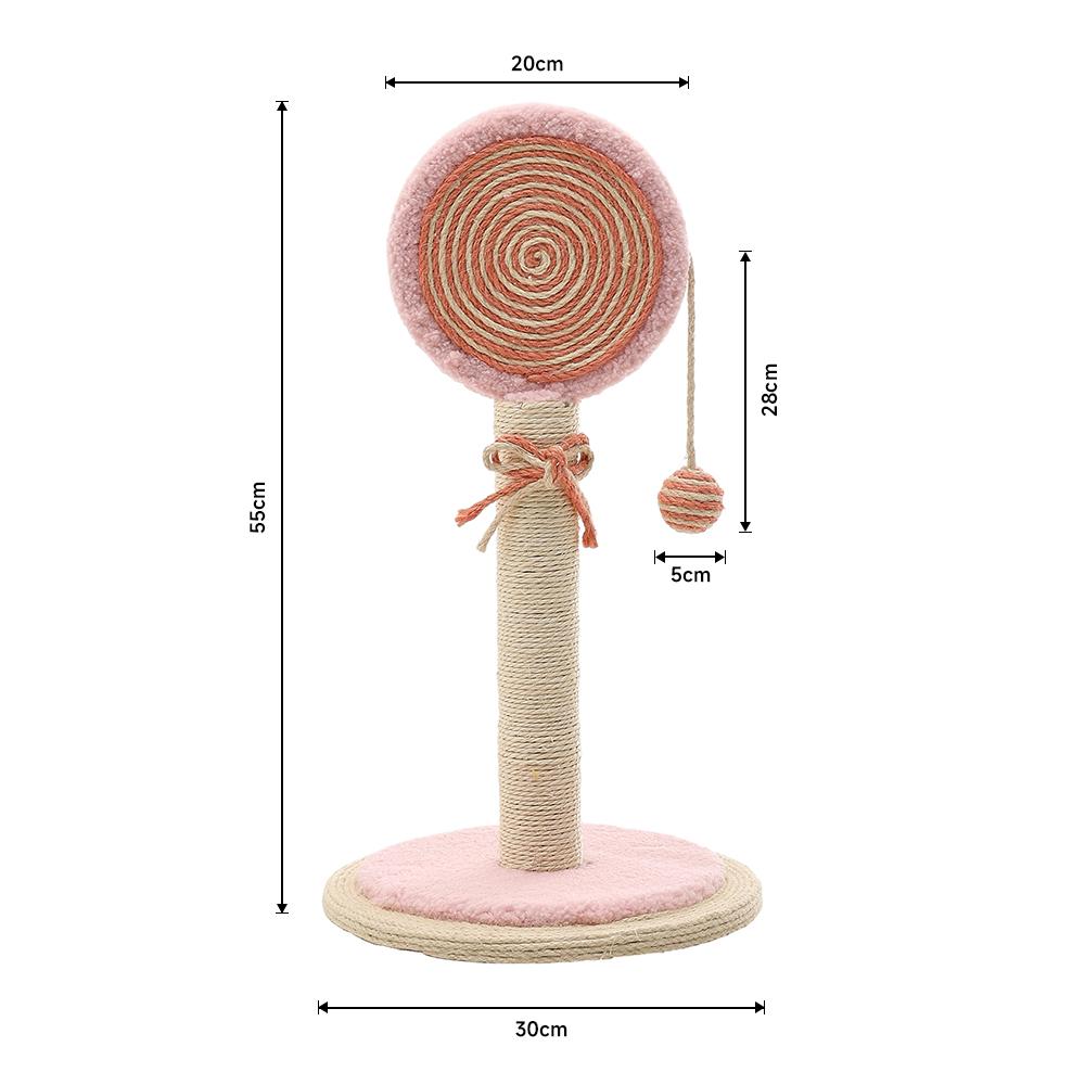 Tieker Lollipop Cat Scratching Post Sisal Cat Climbing Frame With Toy Ball Pet Toy Wear-resistant Cat Scratching Toy розовый