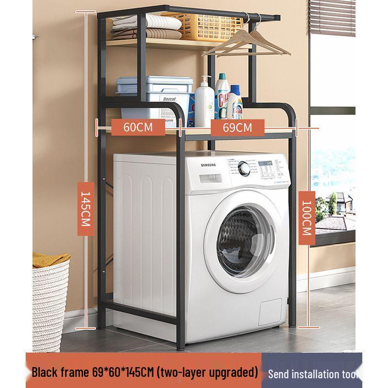 Multi-Layer Floor-Standing Adjustable Storage Rack with Trash Can Holder for Kitchen Use