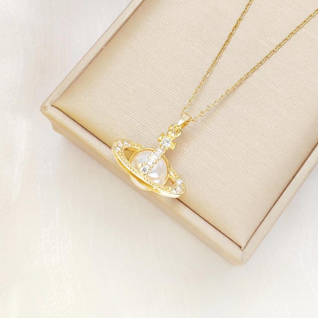 Titanium Steel Planet Necklace Female Design Personality Versatile Zircon Geometric Pendant Accessories