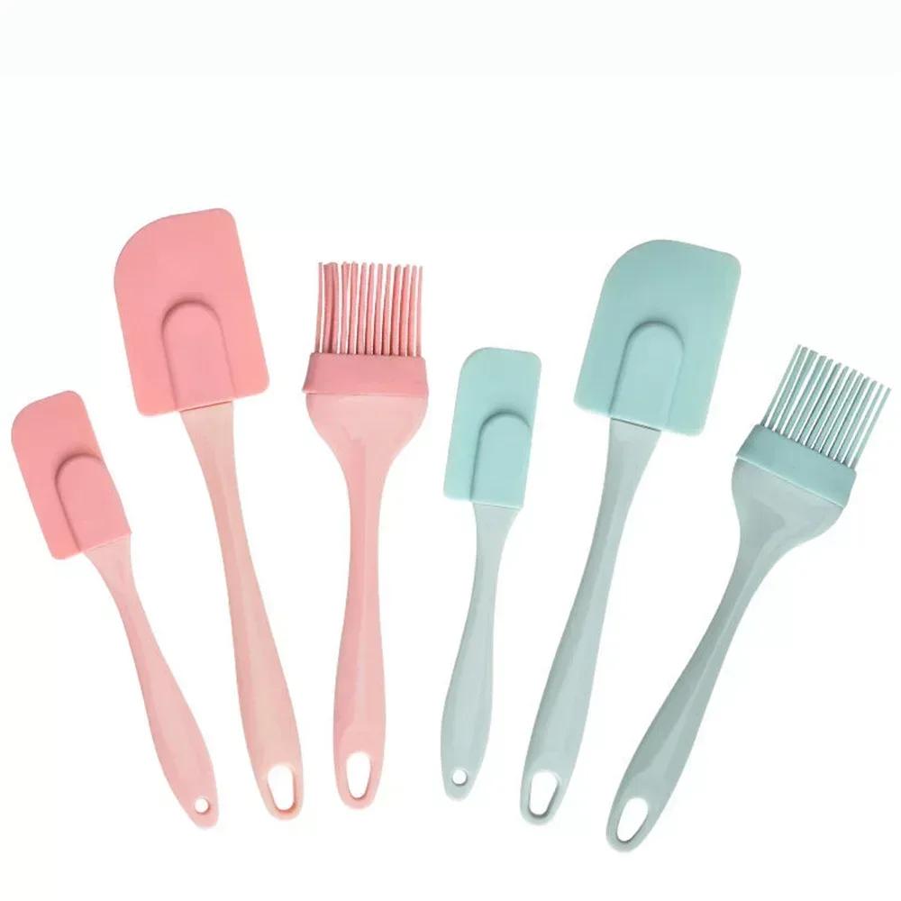 3PCS Cream Scraper DIY Bread Cake Butter Spatula Mixer Oil Brush Kitchen Baking Tool Silicone Spatula Non-stick Kitchen