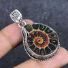 Natural Ammonite Fossil Gemstone 925 Sterling Silver Jewelry Pendant 1.97" ETC-13949