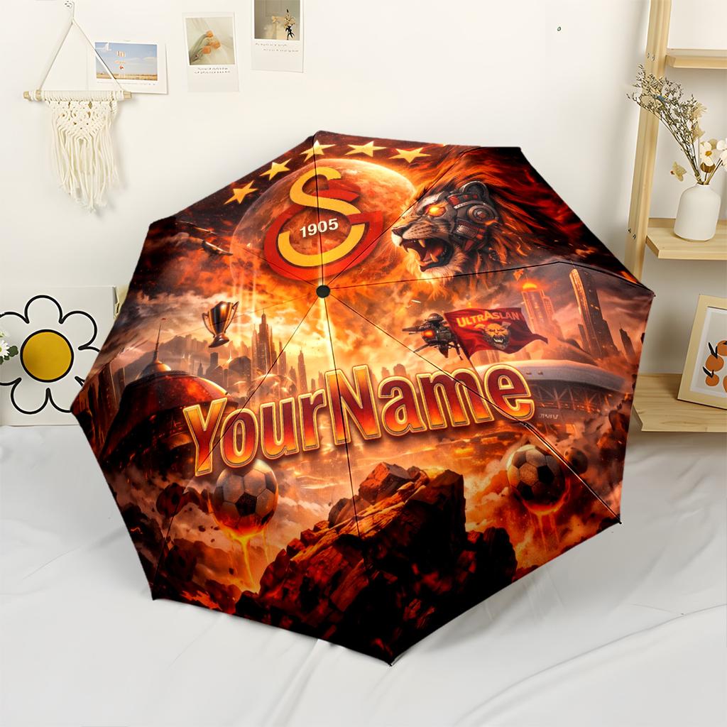 Galatasaray1 Personalized Name Umbrella Automatic Umbrella with 8-Rib Durable Plastic Iron Travel Essential Elegant Spiritual Gift
