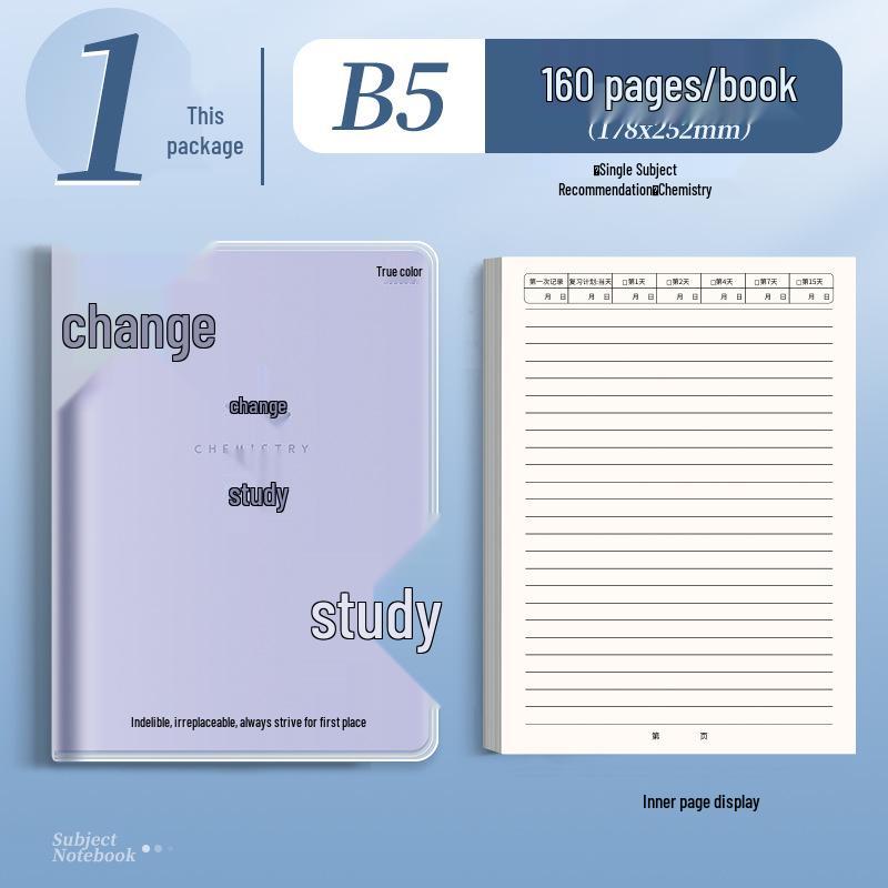 Full Color Adhesive Notebook Cover with Pockets for English & Chemistry Subjects