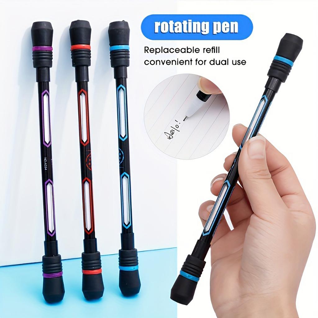 Kreativer Minimalistischer Drehstift, Stressabbau-Stift, Lustiger Schwarz-Wasserbasierter Stift zum Drehen in der Hand, Multifunktional zum Schreiben