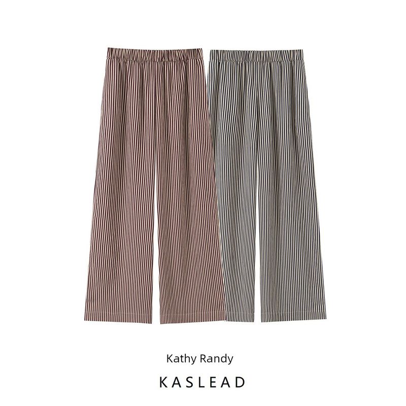 Kaslead New Women clothes Western Style Fashion Simple and Versatile Stripe Drape Pants 3717040