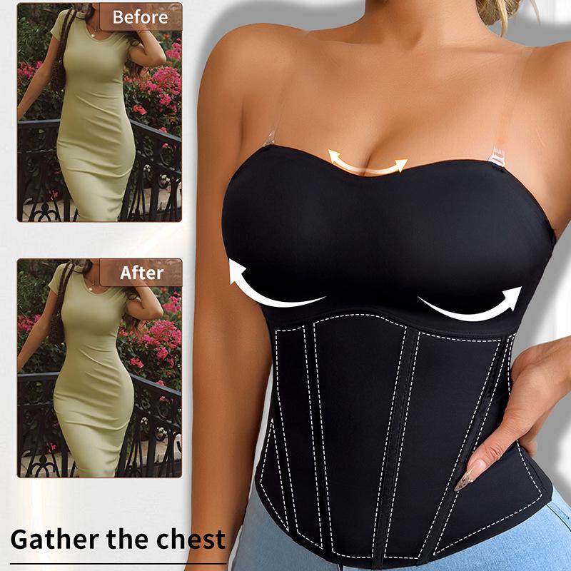 

Трансграничный европейский и американский сексуальный корсет на косточках с открытыми плечами, утягивающий жилет Medium чёрный