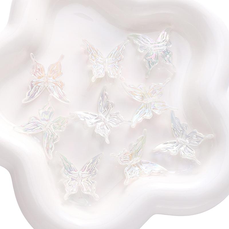 100 Peças Acrílico Transparente Cor AB Contas de Borboleta Soltas Contas Espaçadoras Charms para Artesanato DIY Colar Pulseira Materiais para Fazer Joias