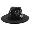 Personalized Lightning Hand-Painted Flat-Brimmed Top Hat Jazz Hat Men'S And Women'S Woolen Top Hat