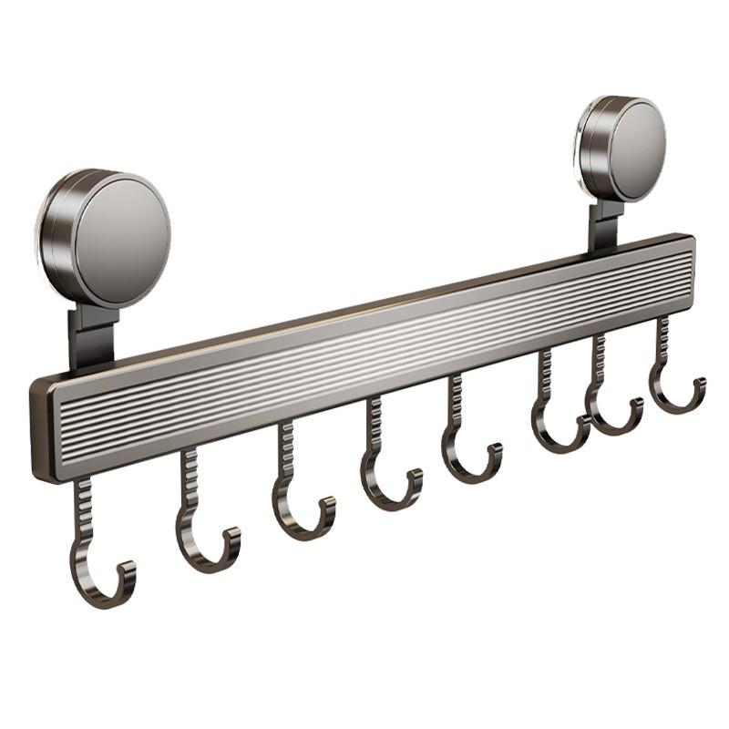 Wall-Mounted Kitchen Hook Rack No-Drill Suction Cup Or Adhesive Heavy-Duty Aluminum Utensil Organizer Pots Spoons