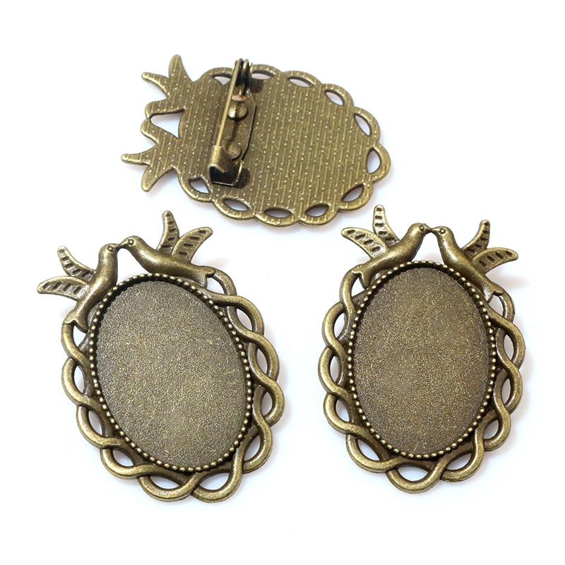 5pcs 18x25mm Inner Size Multi Styles Brooch Cabochons Blank Base Setting Tray Bezel DIY Jewelry Making Accessories Findings
