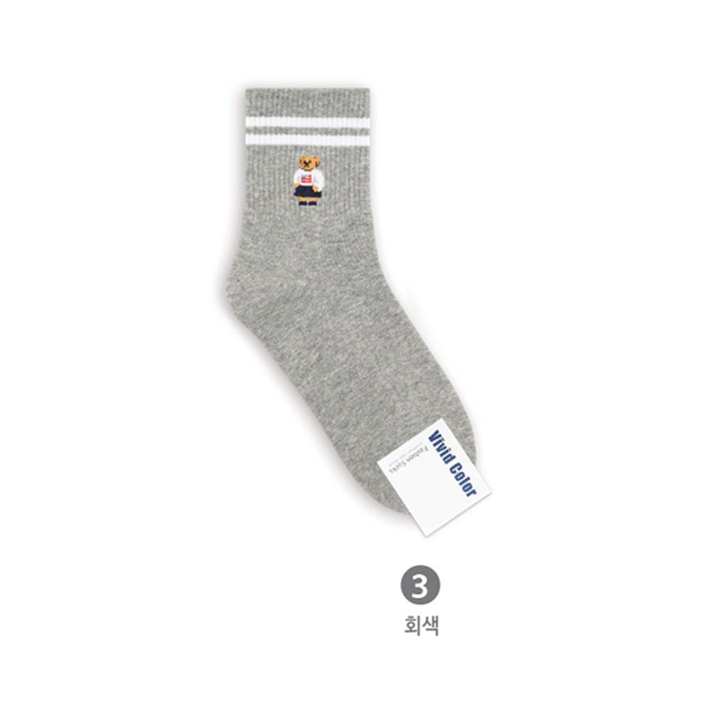 VividColor Korean Women's Sporty Bear Cotton Mid-Calf Socks - Spring/Summer Casual Academy Style