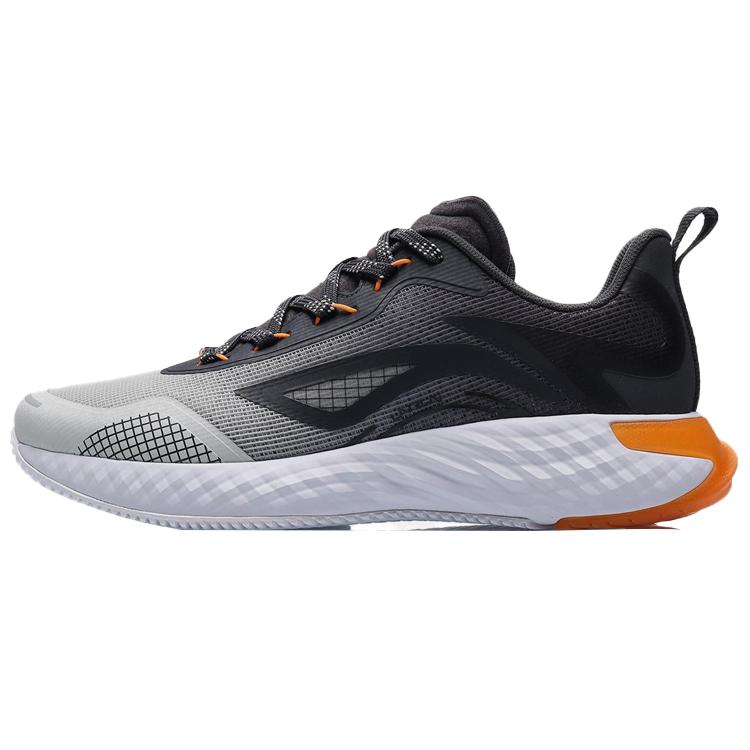 Li Ning Comfortable Abrasion Resistant Breathable Low top Running Shoes Men's Gray Black ARST067-2