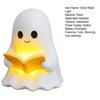 Yousheng Cute Ghost Reading Book Lamp, 3D Halloween Ghost Night Light, Warm Light Up Ghost Statue for Indoor Home Mantel Shelf Table Decor