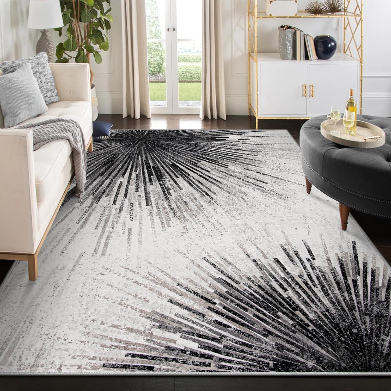 

Washable Faux Cashmere Rug Abstract Non-Slip Carpet for Living Room Bedroom Stain Resistant Large Floor Mat 60*90cm
