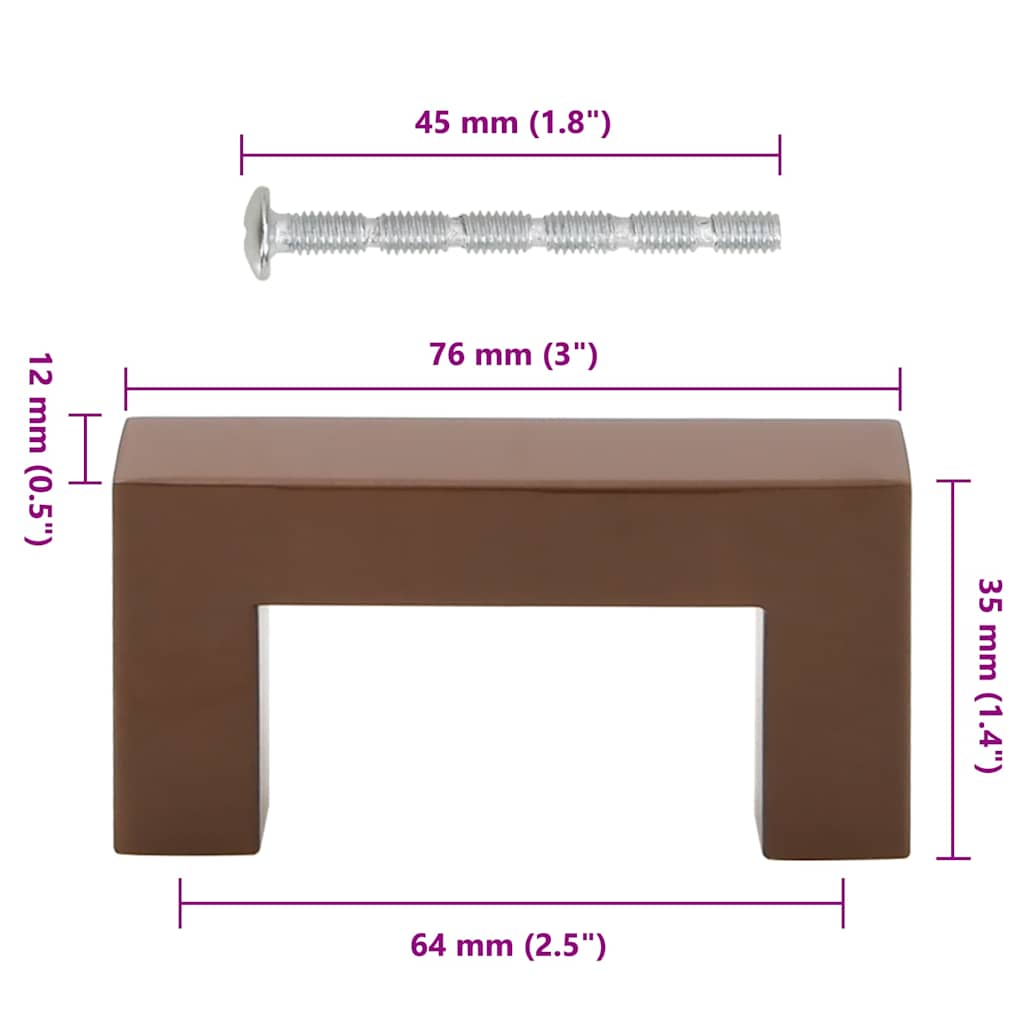 Furniture Handles 10 Pcs Bronze Colored 64 Mm Stainless Steel