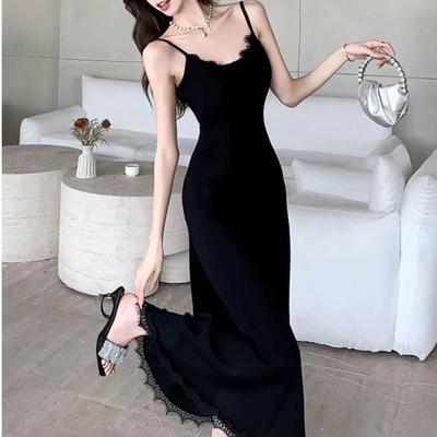 Women's Summer Lace Splicing Suspender Dress - Celebrity Style, Slim Fit, Long and Elegant