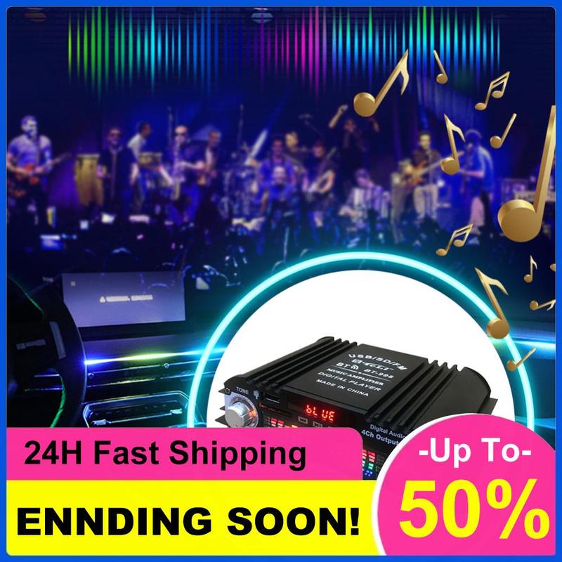 1600W Peak Power Karaoke Player Remote Control Bluetooth-Compatible Home Car Power Amplifier FM USB Mini HIFI Digital Stereo Amp