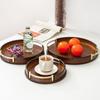 Bamboo Light Luxury Tea Set Tray Round Breakfast Tray Household Tableware Tray  Snack Dessert