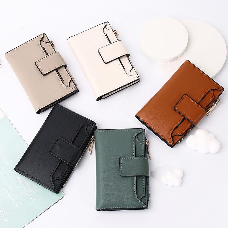 Short Multi-Functional Wallet Large Capacity Folding Zipper Bag Multi-Card Slot Leather Wallet/Coin Purse