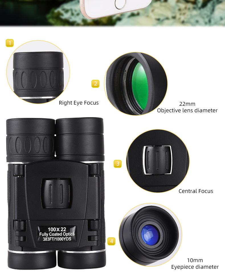 HD High Magnification Night Vision Binoculars with Cell Phone Photography
