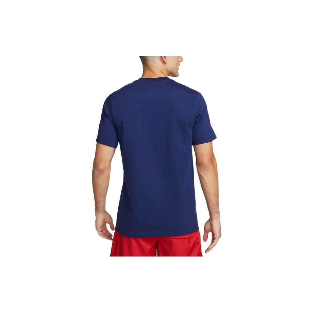 Nike Alphabet Logo Print Crew Neck T-Shirt Men Tops Dark-Blue DX4194-421
